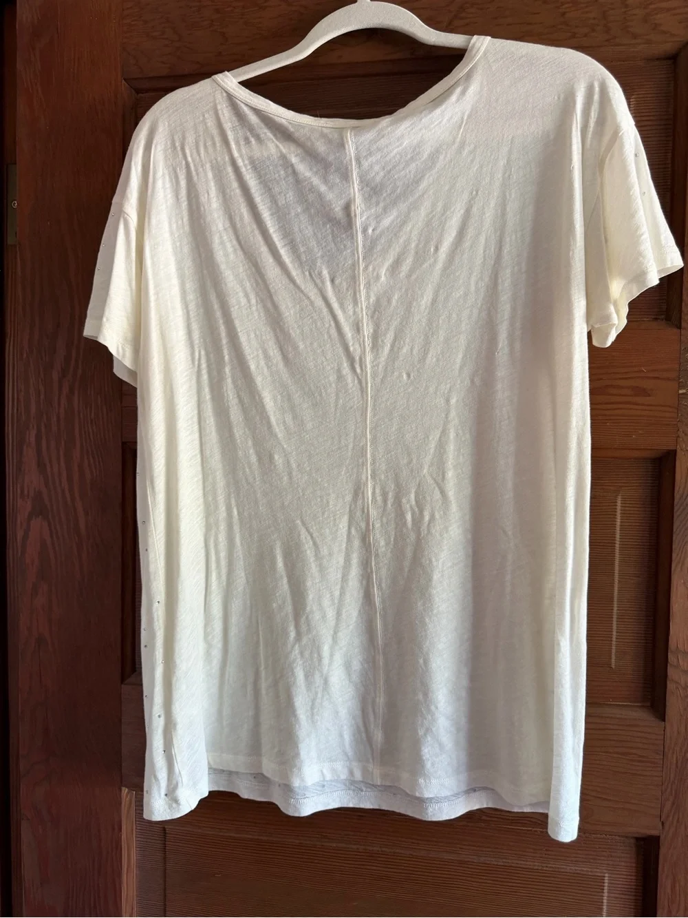 J. Crew Women's Cream Scoop Neck Embellished Tee Size M